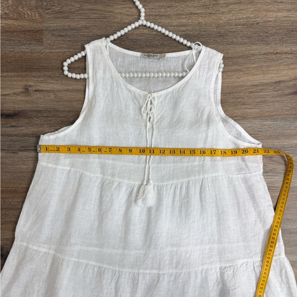 Valentina Naldi White Linen Dress L Made in Italy Boho Tiered Eyelet Midi - Picture 10 of 11